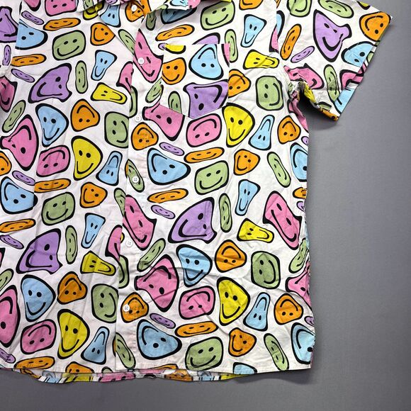Vintage‎ aLab Button Down Shirt XL Melting Smiley Face Multicolor Hippy Trippy - Picture 3 of 14
